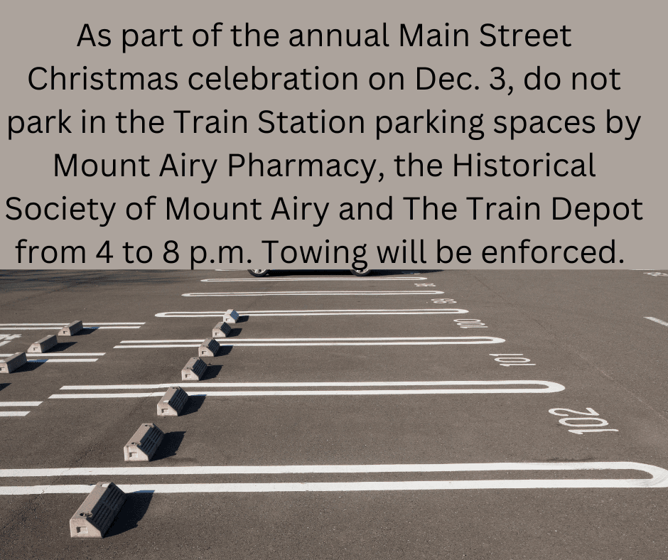 No Parking in Train Station Dec. 3 