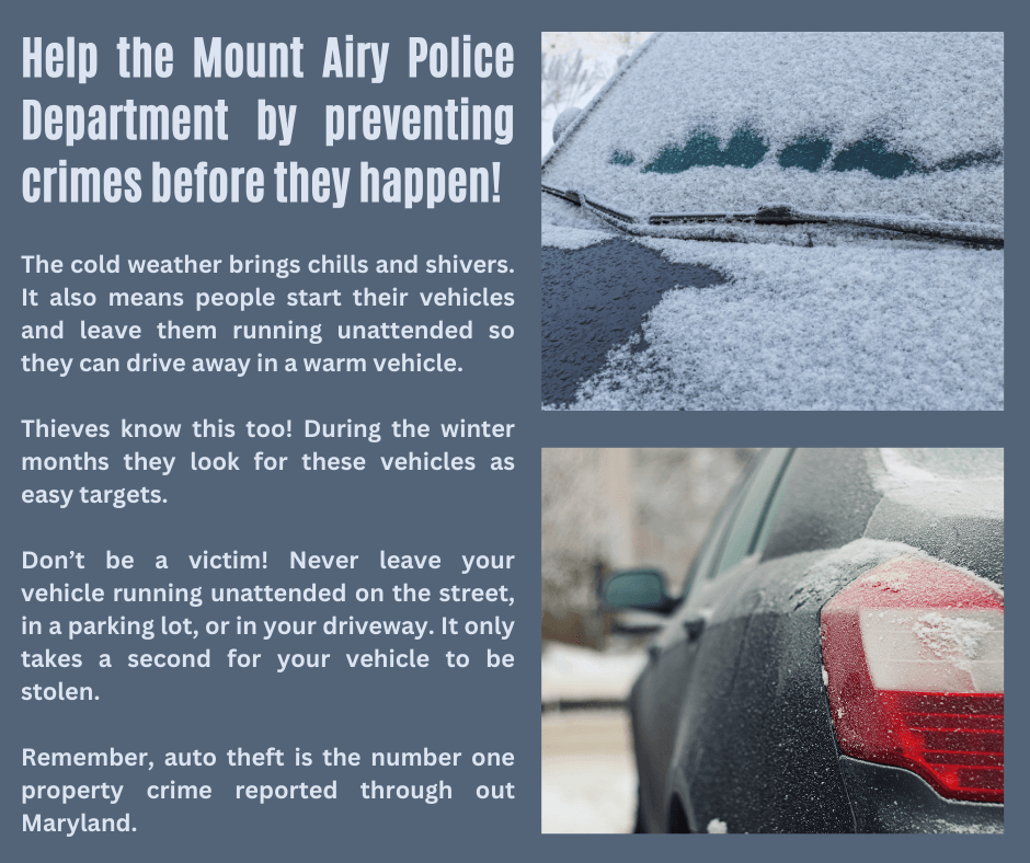 Keep cars locked while warming up in the winter 