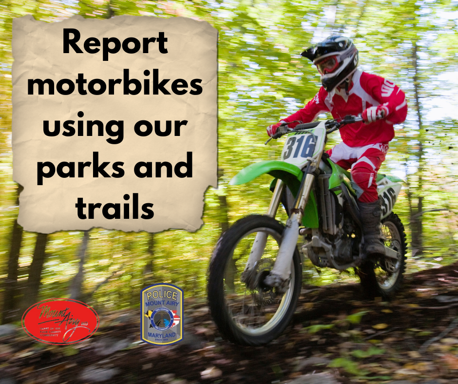 Report motorbikes in parks and trails