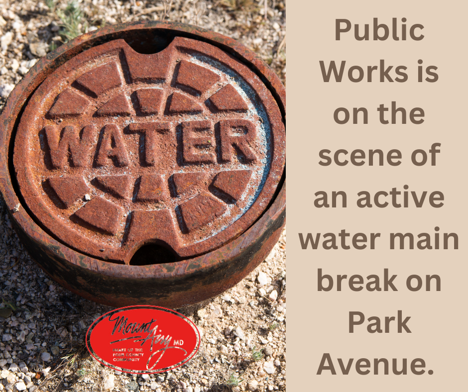Public Works is on the scene of a water main break on Park Avenue.