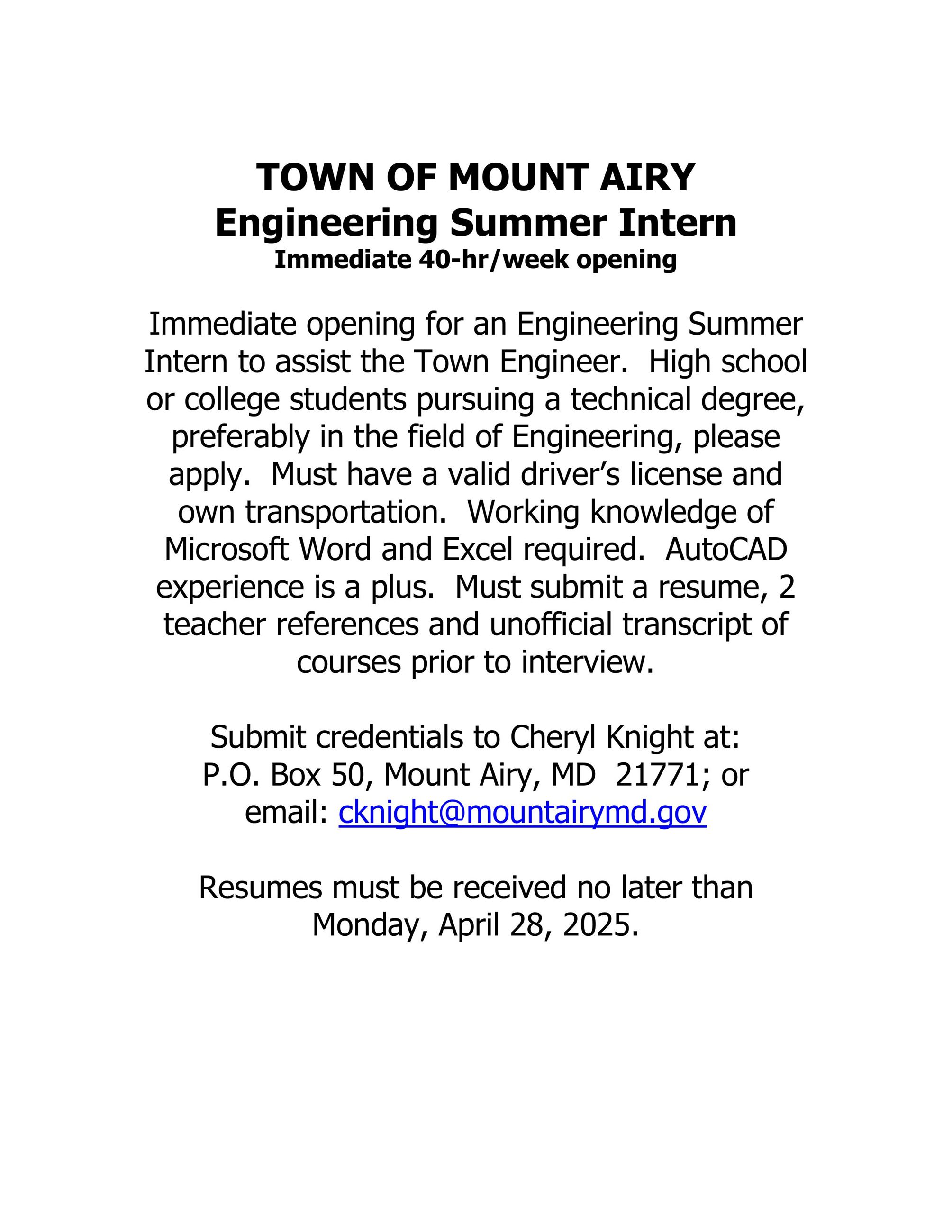 Engineering Intern Ad - 2025