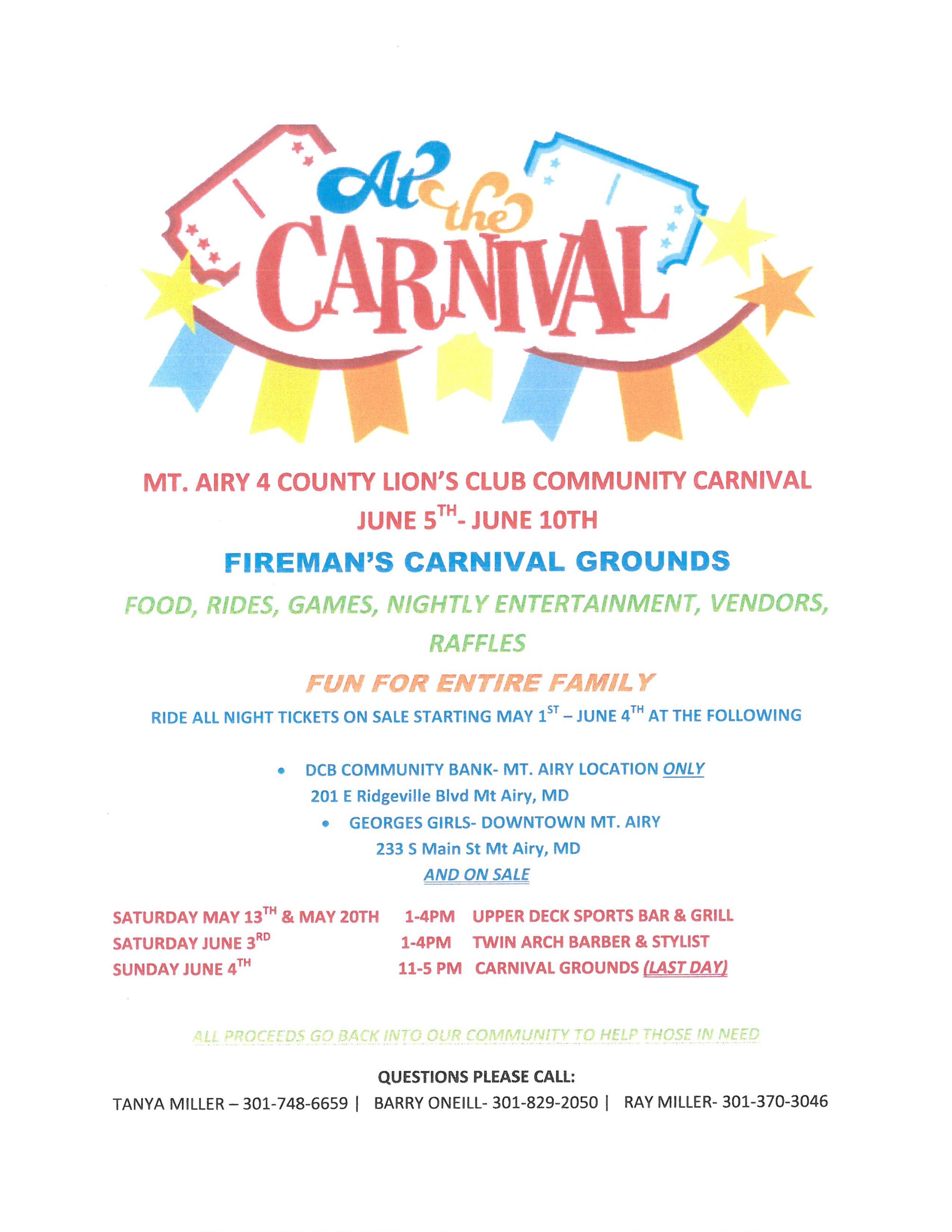 4 County Lions Carnival Flyer