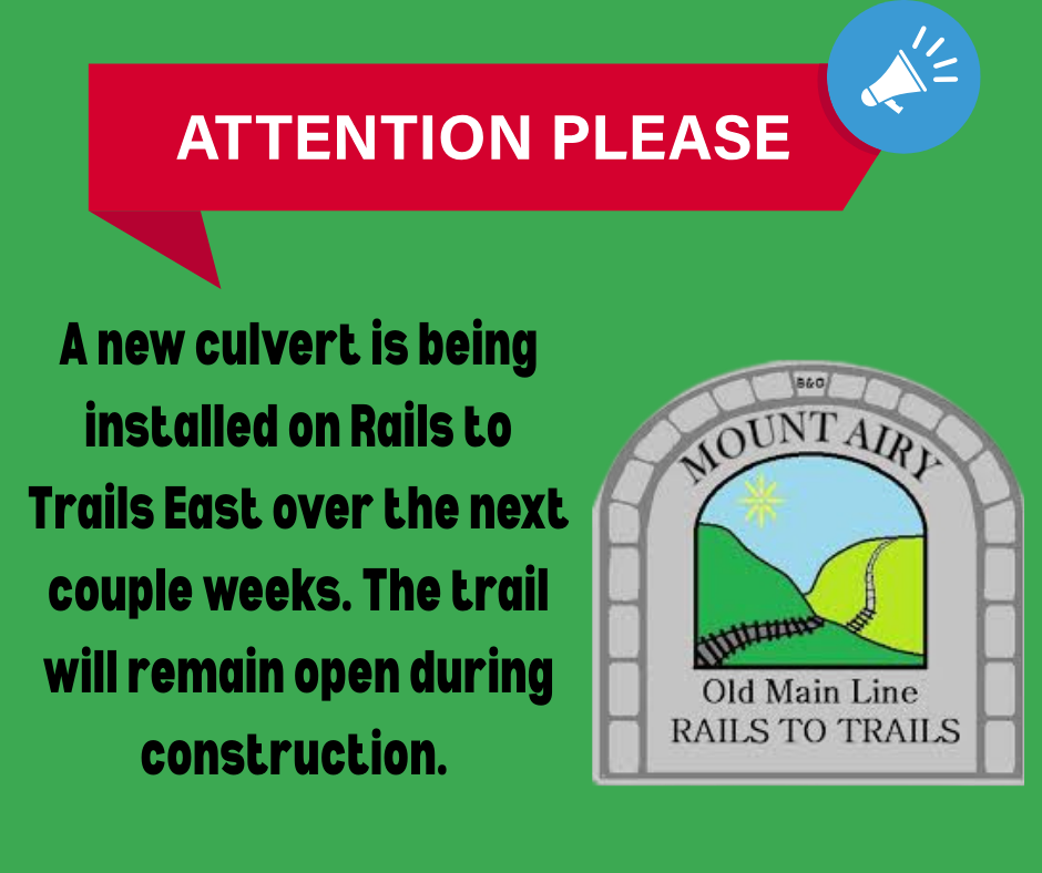 A new culvert is being installed on Rails to Trails East over the next several weeks.
