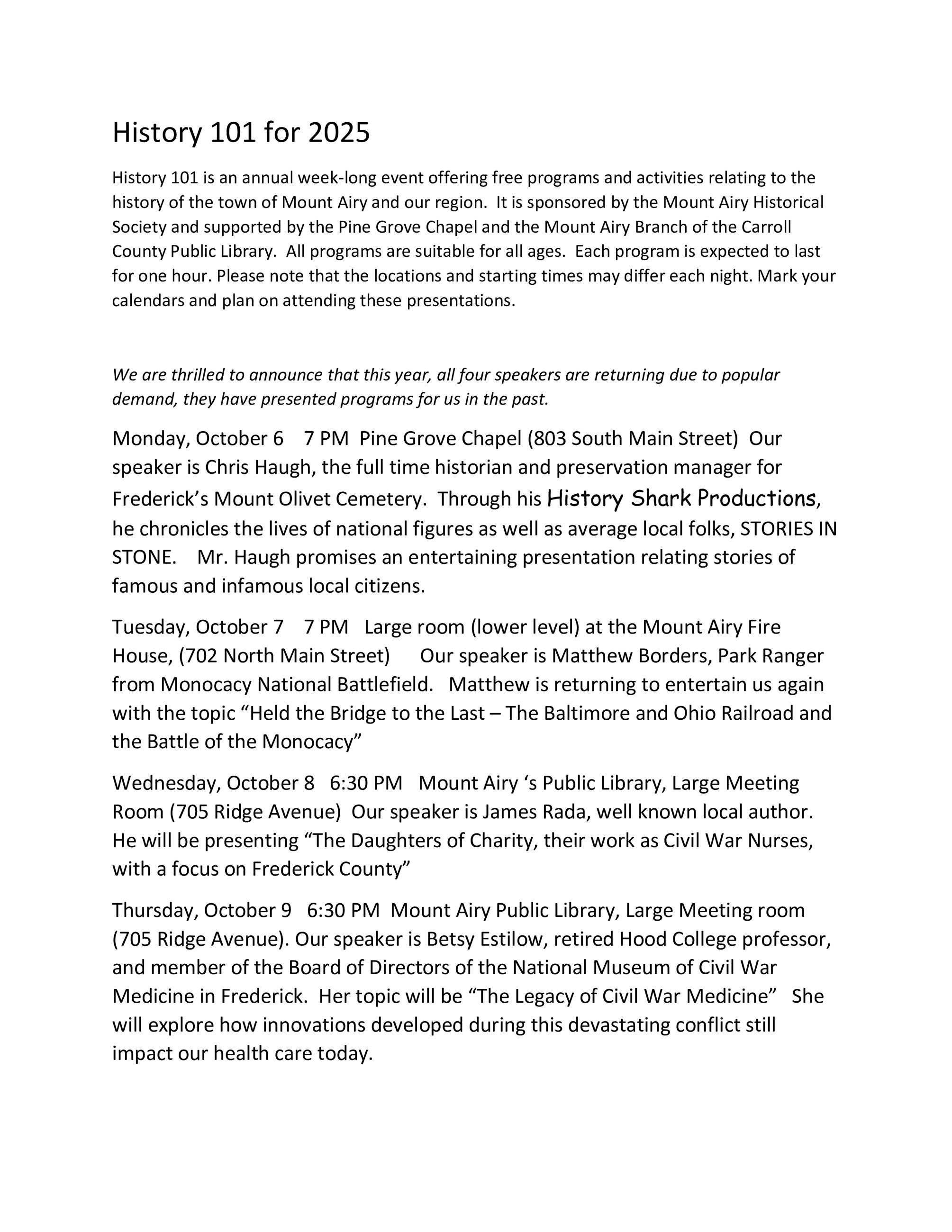 History 101 for 2025